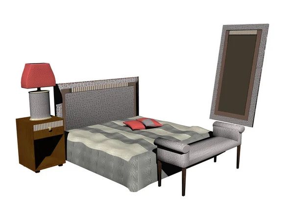 Renderizado Dormitorio Con Sofá — Foto de Stock