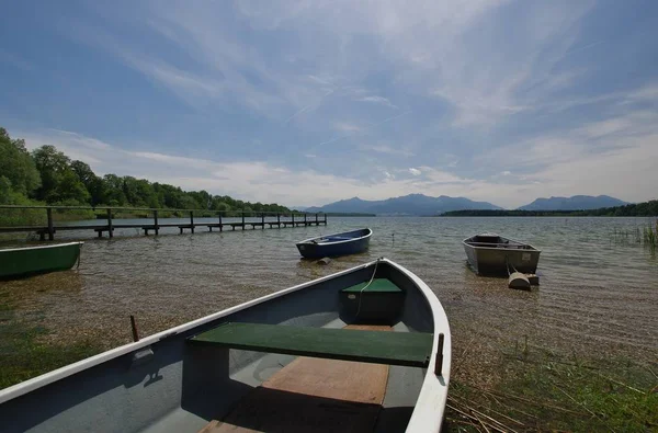 Vista Del Lago Chiemsee Los Alpes Bavaria Superior — Foto de Stock