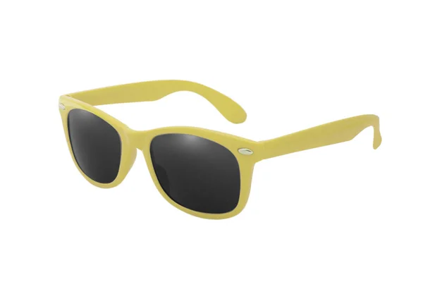 위에서 여름을 상징하는 노란색 선글라스 — 스톡 사진