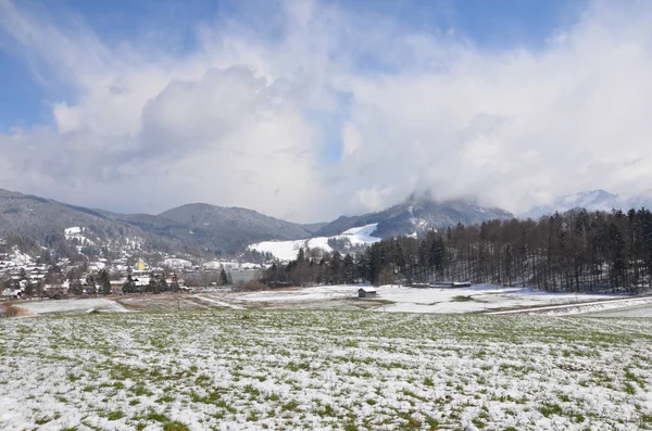 Ett Vinterlandskap Bayerska Alperna — Stockfoto