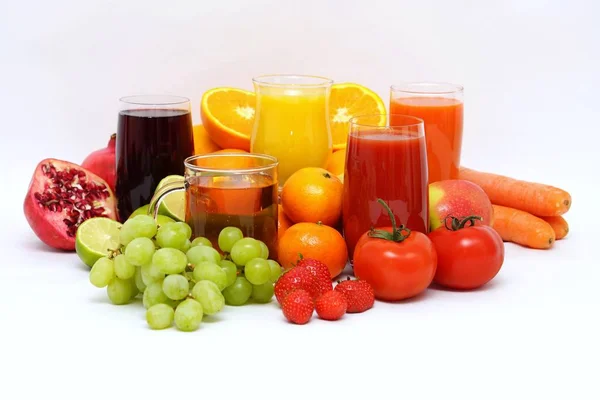 Frutas Sucos Frescos Vegetais — Fotografia de Stock