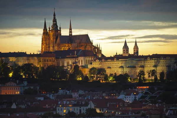 Vista Prefeitura Velha Hradcin Castelo Praga Catedral Vitus Prague Bohemia — Fotografia de Stock