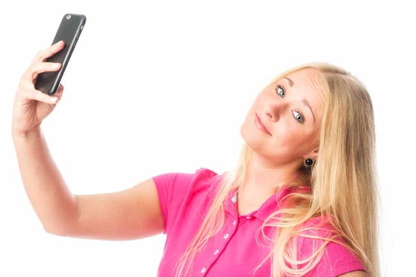 Confiante Menina Fazendo Selfie — Fotografia de Stock