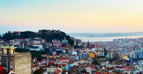 Panoramautsikt Över Lissabon Med Slottet Sao Jorge Portugal — Stockfoto