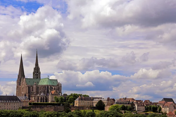 Vista Della Cattedrale Chartres Sotto Cielo Nuvoloso — Foto Stock