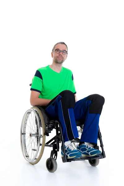 Young Man Wheelchair Front White Background — Stock Photo, Image