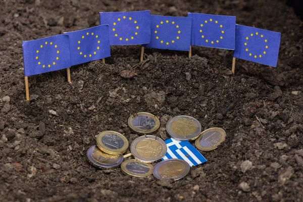 Caída Grecia Con Euro —  Fotos de Stock