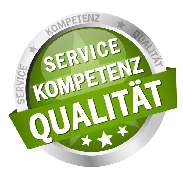 Bouton Rond Avec Bannière Service Compétence Qualité — Photo