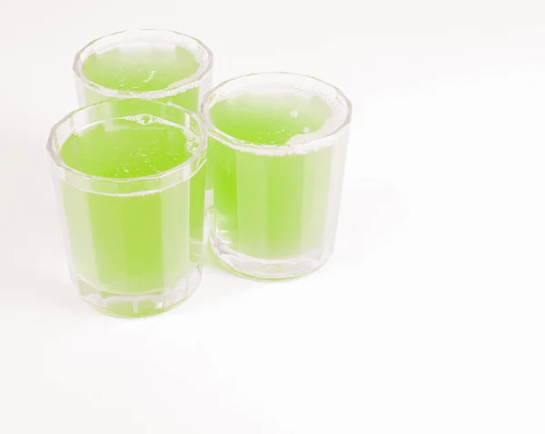 Bicchieri Succo Mela Verde Sul Tavolo Della Colazione Continentale — Foto Stock