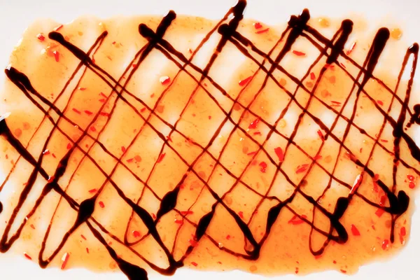 Сладкий Соус Чили Бальзамическим Уксусом Тарелке — стоковое фото