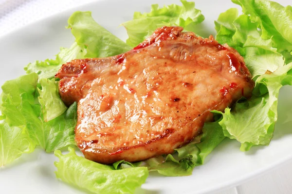 Pork Chop Glazed Chili Sauce — Stock Photo, Image