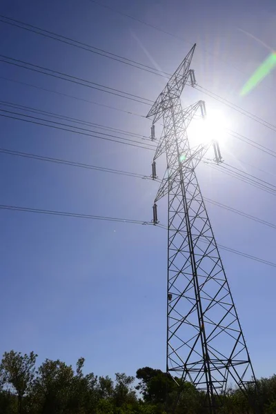 Voltaje Eléctrico Torre Transmisión —  Fotos de Stock