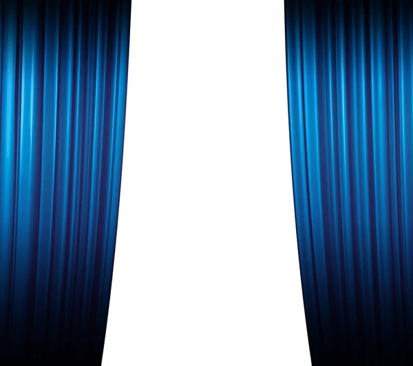Φωτισμένη Μπλε Κουρτίνα Που Κλείνει Λευκό Φόντο Σκιά — Φωτογραφία Αρχείου