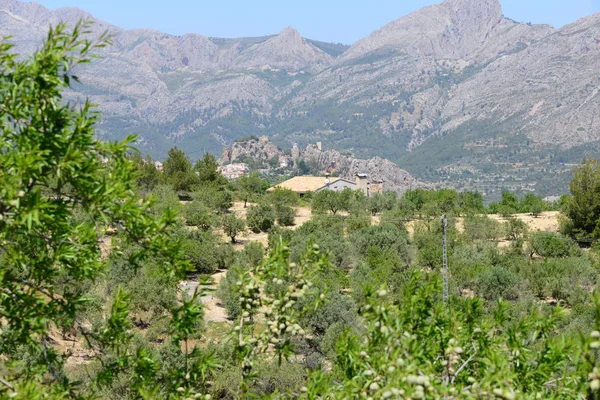 Guadalest Espagne Paysage Fermeture Maisons Montagnes — Photo