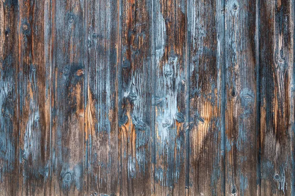 Facciata Legno Marrone Blu Intemperie — Foto Stock