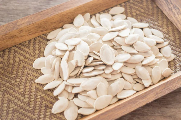 Pompoenpitten Houten Dienblad — Stockfoto