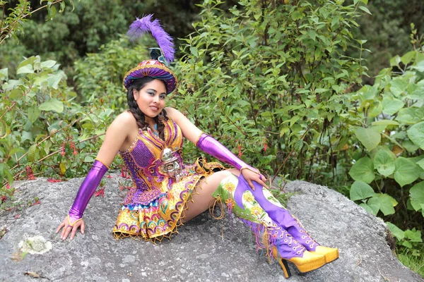 Bolivian Tradycyjnej Sukience Tanecznej Zongo — Zdjęcie stockowe