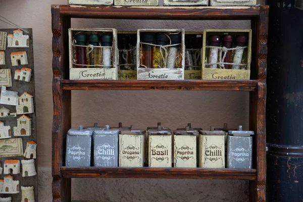 Spices Spice Shelf Market Shop Store Food Shelf Croatia Istria — Stock Photo, Image