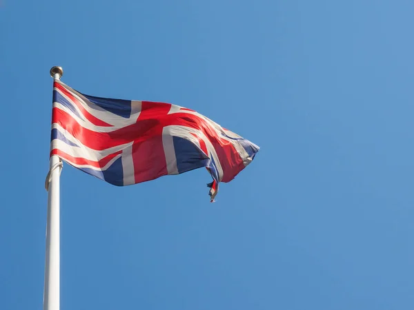 Nationale Vlag Van Het Verenigd Koninkrijk Europa Drijft Wind Blauwe Stockfoto