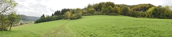 Panoramatická Fotka Během Túry Švábské Alb Deggingenu Špatném Ditzenbachu — Stock fotografie