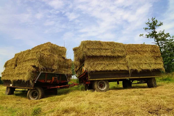 Straw Bales Traktoranhaenger — Stock Photo, Image