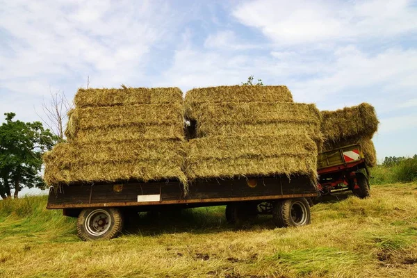 Straw Bales Tractor Trailer — Stock Photo, Image