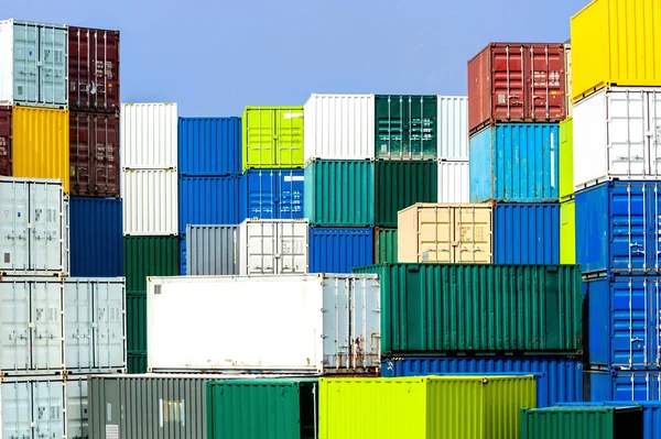Shipping Container Stack Diverse Harmonious Colors Port — Stock Photo, Image