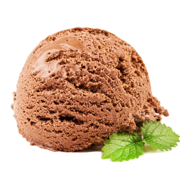 Шоколадное Мороженое Мятным Листом — стоковое фото