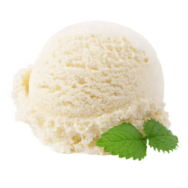 Ванильное Мороженое Мятным Листом Белом Фоне — стоковое фото