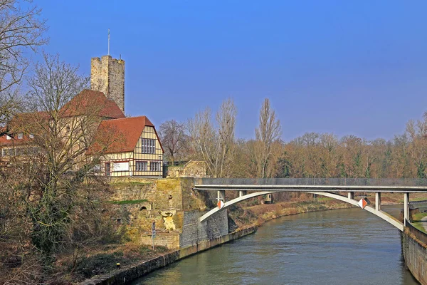 Castelo Ponte Prefeitura Lauffen Neckar — Fotografia de Stock