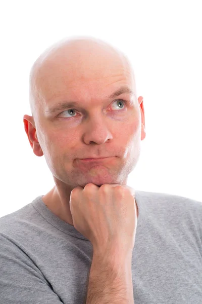Funny Young Man Bald Head Refecting — Stock Photo, Image