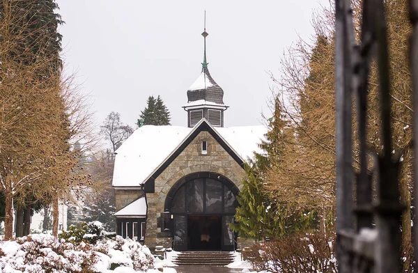 Begraafplaats Kapel Sneeuw — Stockfoto