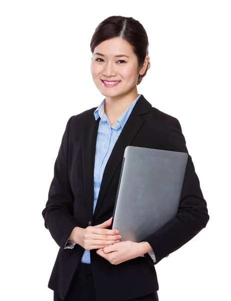 Young Businesswoman Hold Laptop — Stock Photo, Image