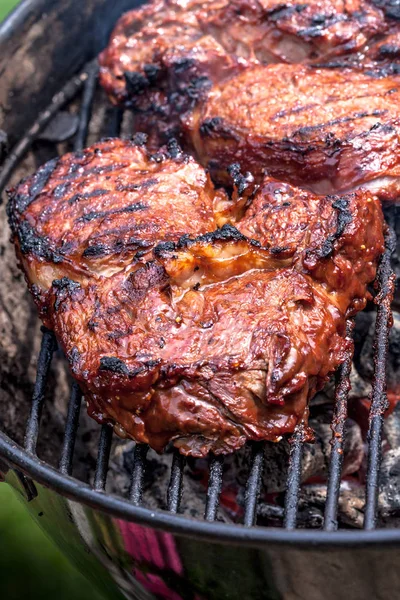 Jugoso Filete Riñón Sobre Parrilla Rallada — Foto de Stock