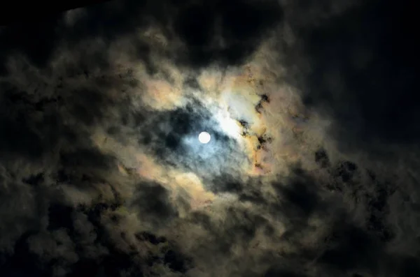 Місяць Зірки Нічному Небі — стокове фото