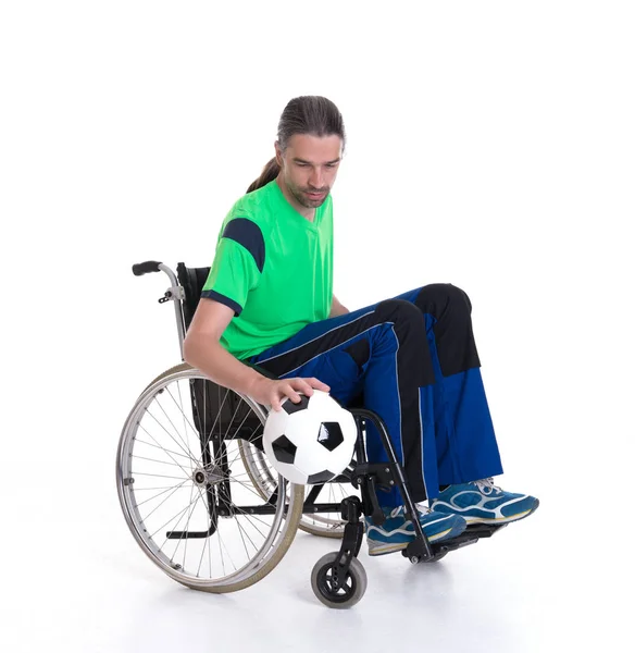 Young Disabled Man Wheelchair Doing Sport Ball — Stock Photo, Image