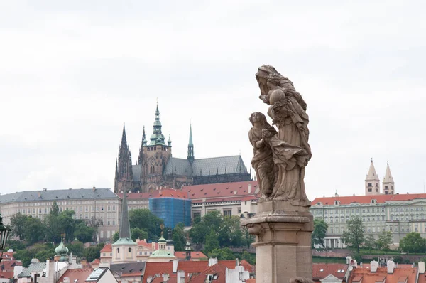 Bela Perspectiva Antiga Praga Partir Ponte Charles — Fotografia de Stock