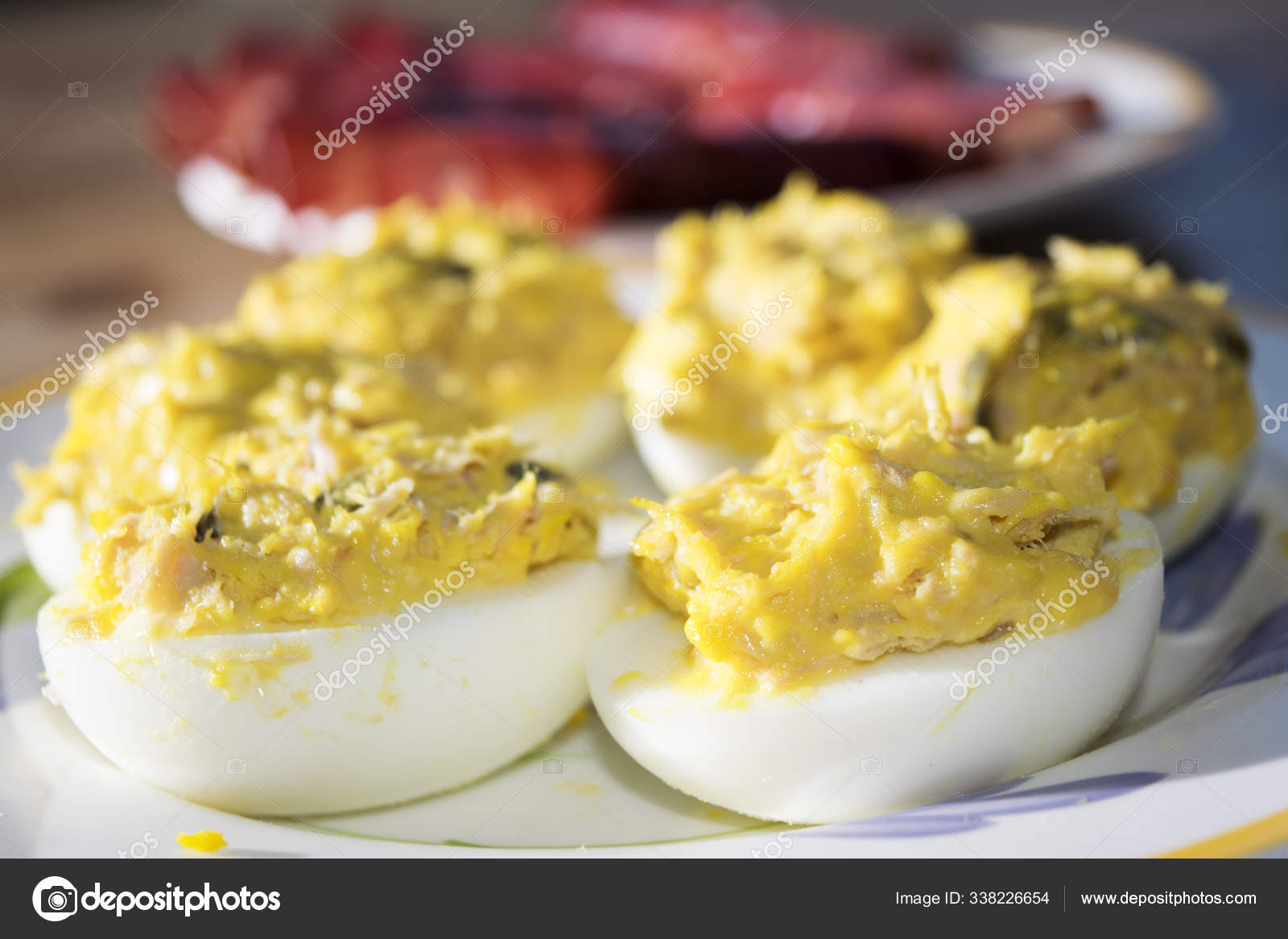 Boiled Eggs Filled Filling Tuna Mayonnaise — Stock Photo