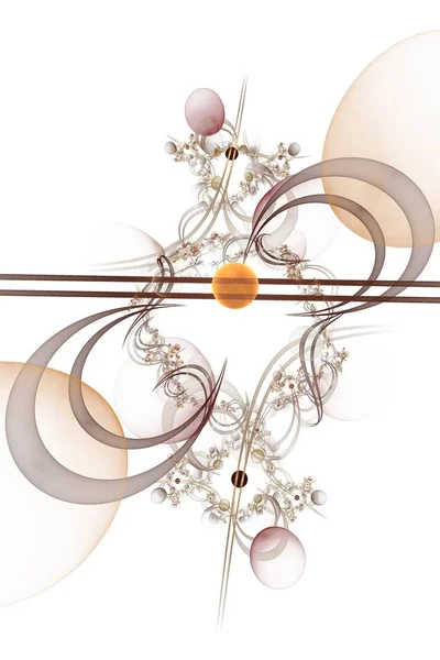 Elegantní Tvary Kuliček Linií Křivek Květinovými Motivy Bílém Pozadí — Stock fotografie