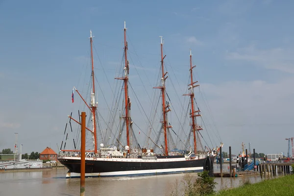 Sedov Viemastbark Que Funciona Porto Emden — Fotografia de Stock