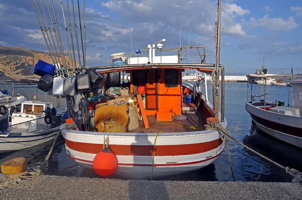 Bateau Pêche Port Agia Galini Crète Grèce — Photo