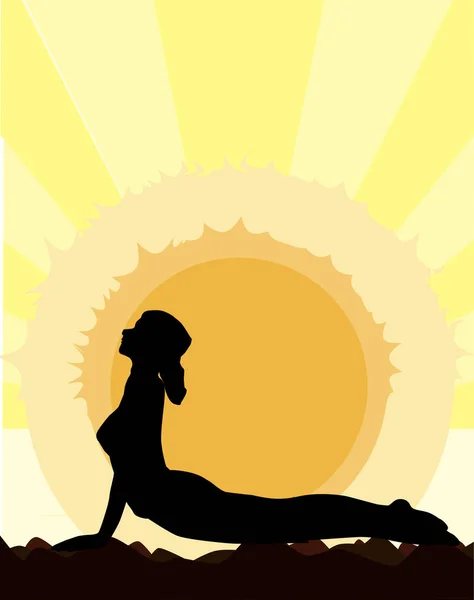 太陽が昇るとヨガのアーサナを実行する女性 — ストック写真