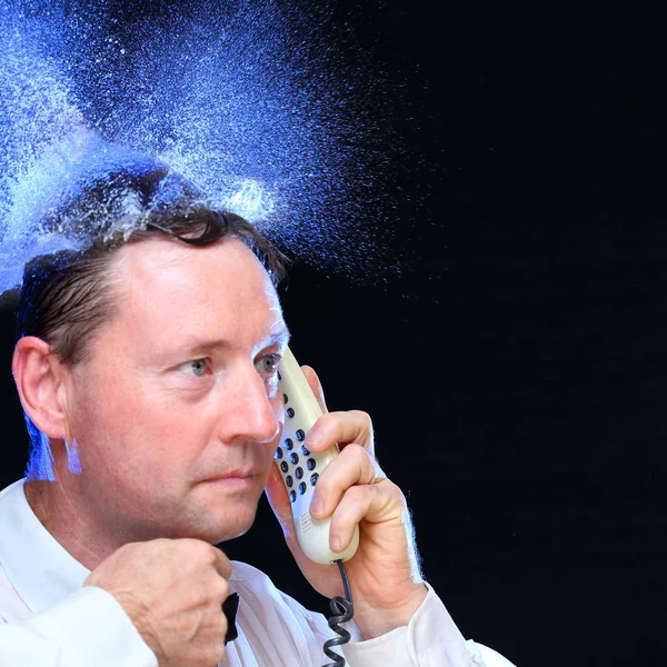 Wasserhut mit Telefonmann — Stockbild Wasserhut Mit Telefonmann — Stockfoto