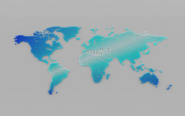 アブストラクトコンピュータグラフィックス青い丸印の世界地図 — ストック写真