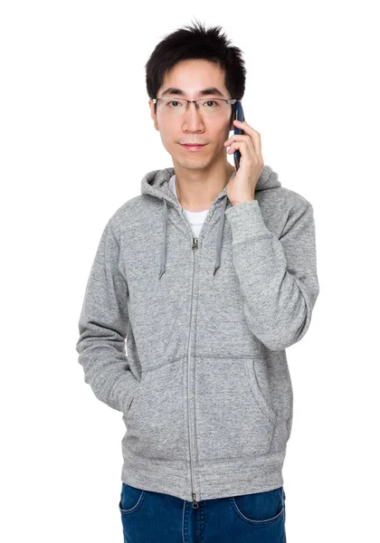 Homme Parler Téléphone Mobile — Photo