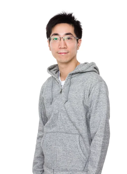 Asiatisk Man Casual Kläder Isolerad Vit Bakgrund — Stockfoto