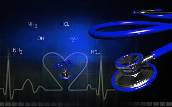 色の背景で聴診器のデジタル イラストレーション — ストック写真