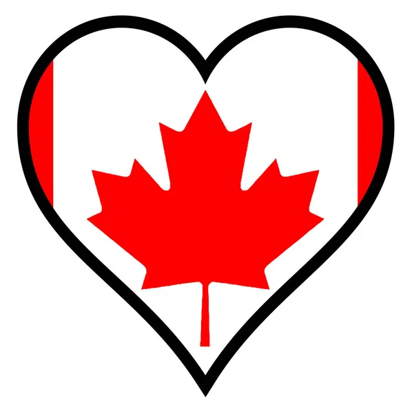 Canadese Vlag Een Hart Een Witte Achtergrond — Stockfoto