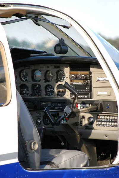 Widok Kokpit Małego Samolotu Sportowego — Zdjęcie stockowe