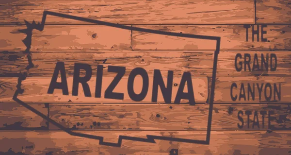 Arizona Mappa Stato Marca Tavole Legno Con Mappa Contorno Motto — Foto Stock